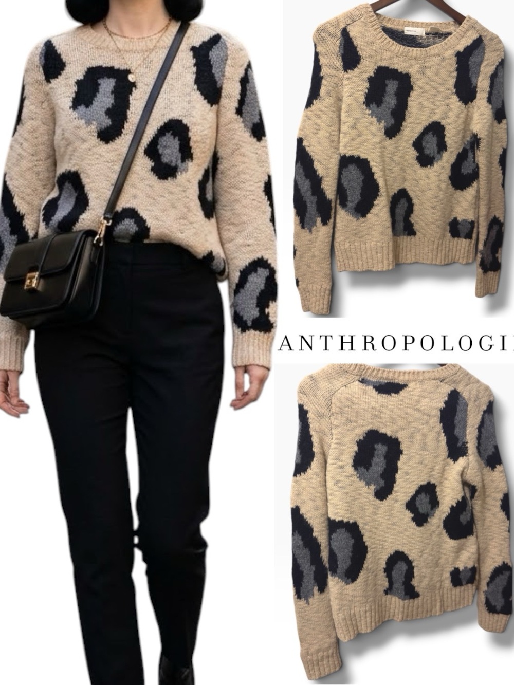 Anthropologie Sleeping on Snow | NWOT Italy Wool Leopard Print Sweater (XS/S)
